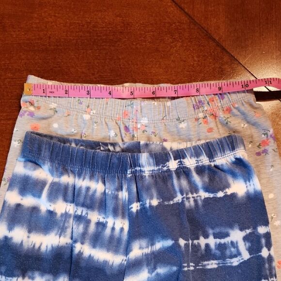 SO Capri Leggings Bundle Blue & White Tie-Dye & Grey & Pink Floral, Large 10/12 - Picture 4 of 6